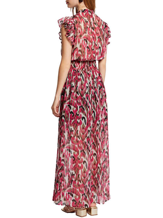 Morgan Maxi Rochie cu Volane Fuchsia