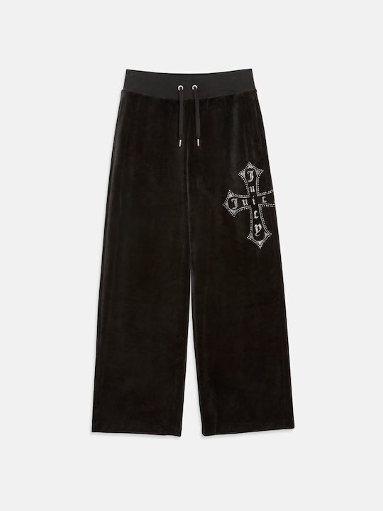 Juicy Couture Damen-Sweatpants Ausgestellt BLACK Samt