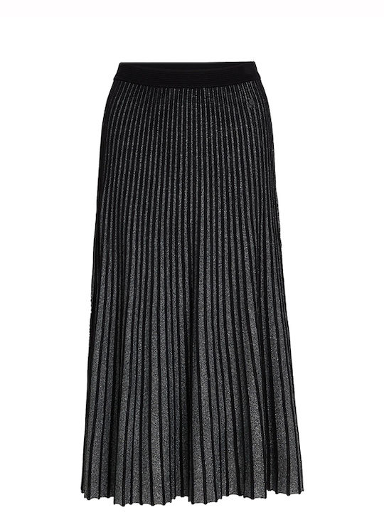 Πλισέ Ψηλόμεση Midi Φούστα Black & Silver