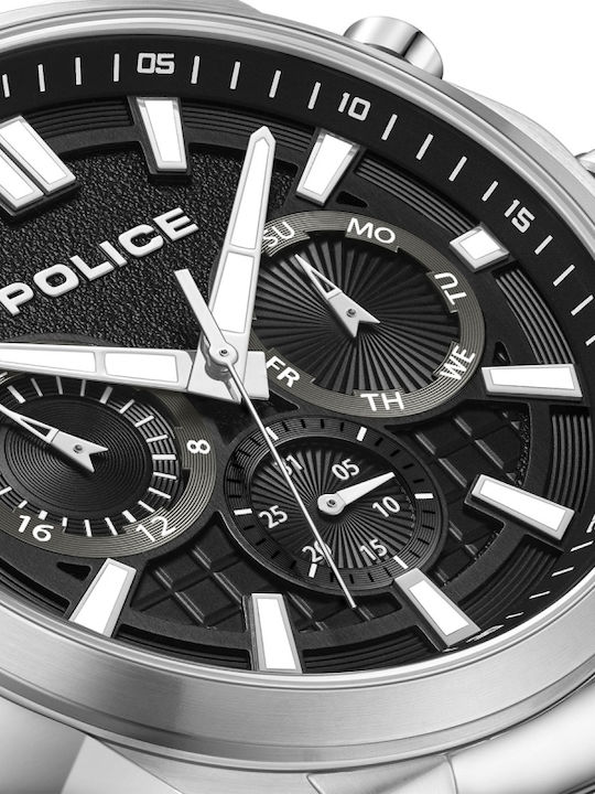 Police Ανδρικό Ρολόι Μπαταρίας με Ασημί Μεταλλικό Μπρασελέ