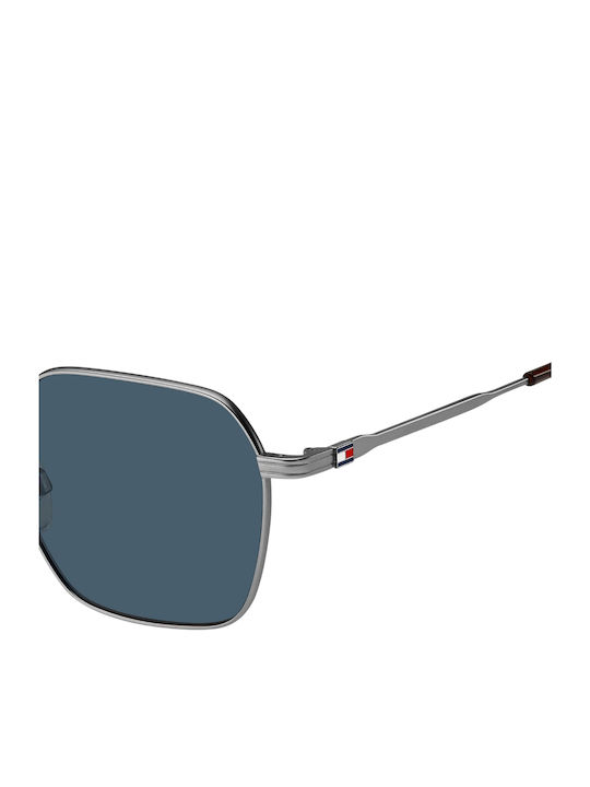 Tommy Hilfiger Unisex Γυαλιά Ηλίου με Ασημί Μεταλλικό Σκελετό και Μπλε Φακό
