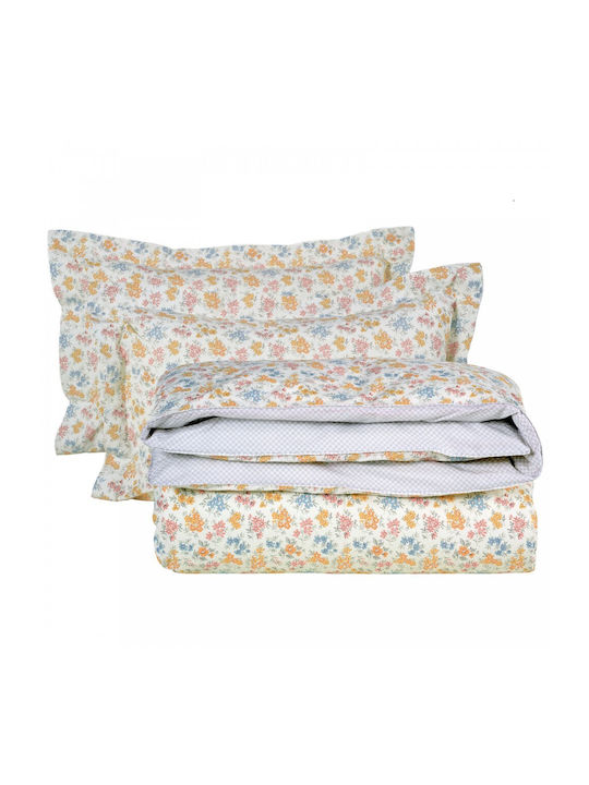 Das Home Duvet Cover Set Cotton Queen with 2 Pillowcases 220x240 3001 Cream, Mint, Salmon