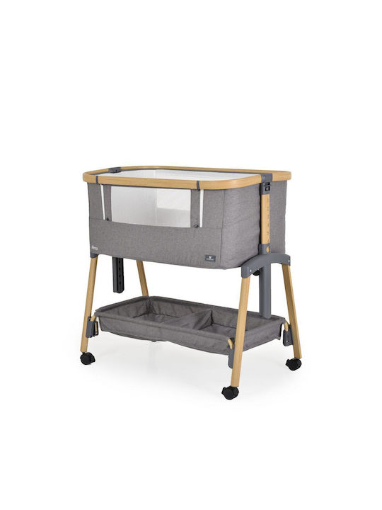 Cangaroo Cradle Amo with Mattress, Side Opening, and Wheels Light Grey