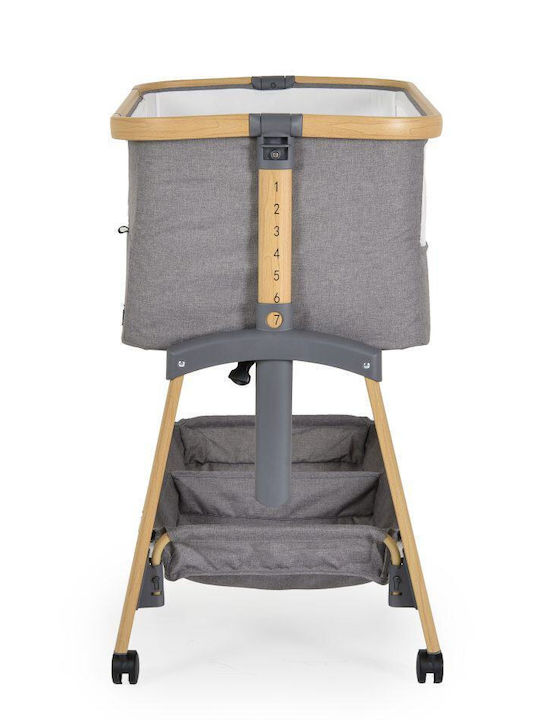 Cangaroo Λίκνο Amo με Στρώμα, Πλαϊνό Άνοιγμα και Ρόδες Light Grey