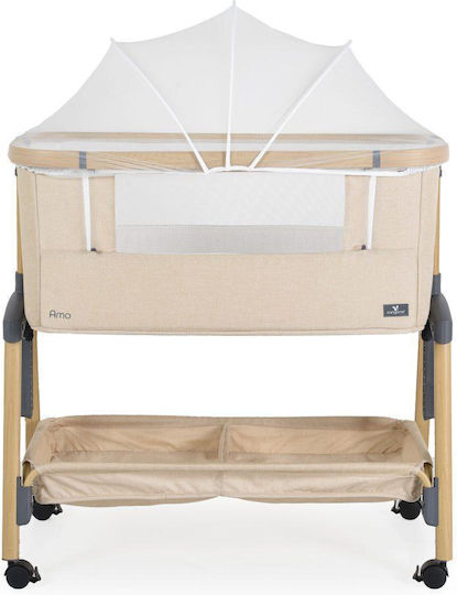 Cangaroo Cradle Amo with Mattress, Side Opening, and Wheels Beige