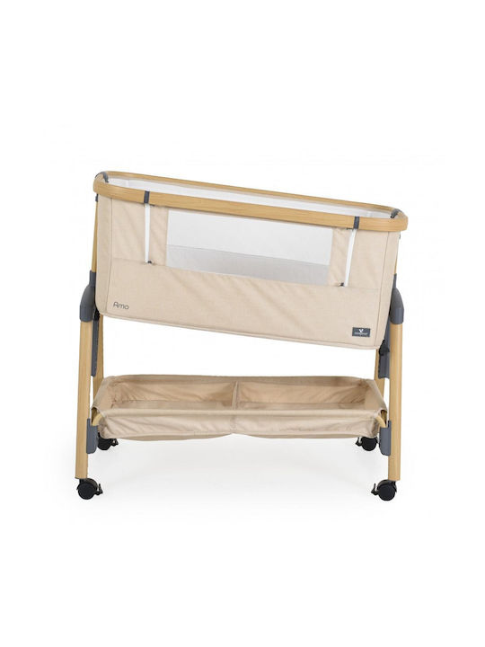 Cangaroo Λίκνο Amo με Στρώμα, Πλαϊνό Άνοιγμα και Ρόδες Beige