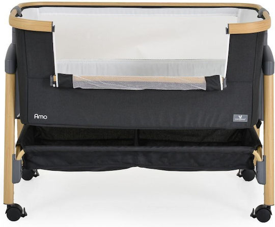 Cangaroo Cradle Amo with Mattress, Side Opening, and Wheels Black