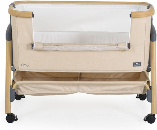 Cangaroo Cradle Amo with Mattress, Side Opening, and Wheels Beige
