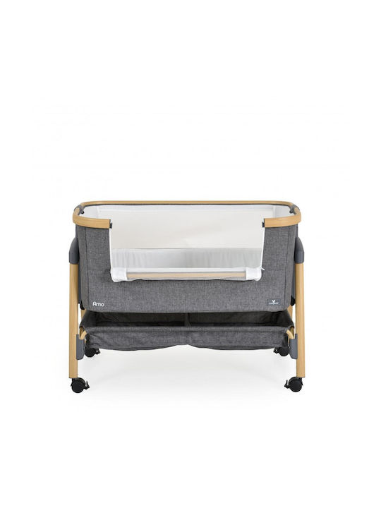 Cangaroo Λίκνο Amo με Στρώμα, Πλαϊνό Άνοιγμα και Ρόδες Dark Grey