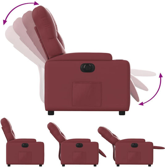Relaxsessel mit Fußhocker aus Kunstleder Bordeaux, Red 74x86.5x93.5cm