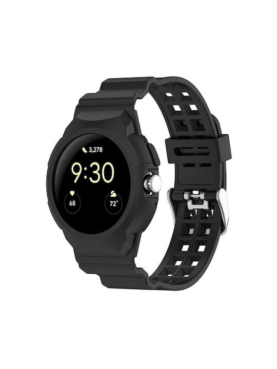 Techsuit Λουράκι Σιλικόνης Μαύρο (Google Pixel Watch 1 / 2 / 3 / 4 41mm)