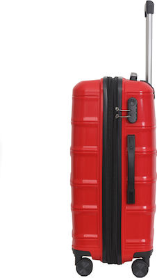 Amber Large Travel Suitcase Hard Red with 4 Wheels Height 75cm