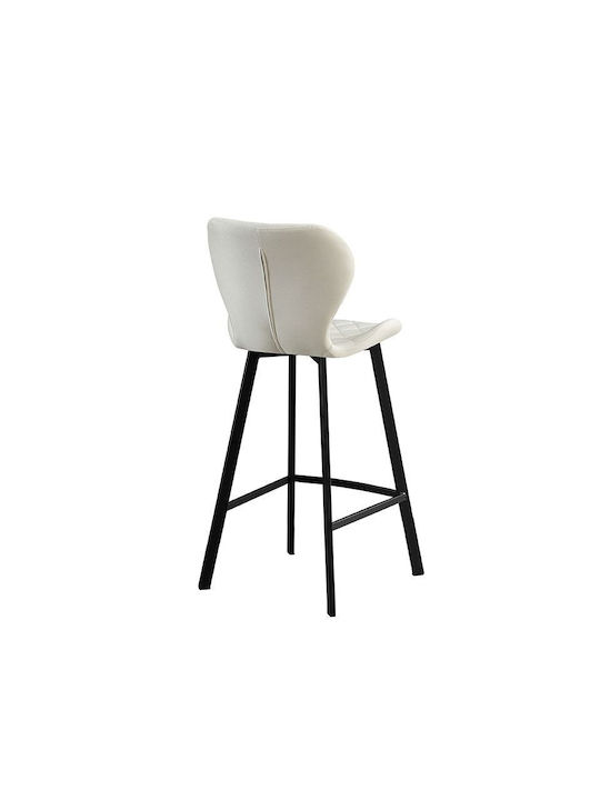 Stool Bar with Backrest Upholstered with Fabric Martin Beige 2pcs 46.5x48.5x105cm
