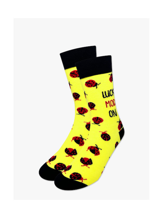 Nodo Cotton Socks Designs Ladybugs Lucky Mode On Yellow