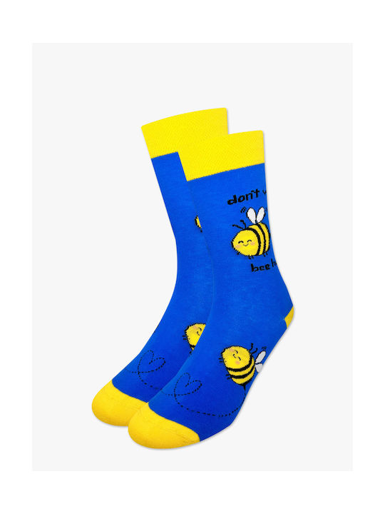 Nodo Cotton Sock Designs Don't Worry Bee Happy Blue