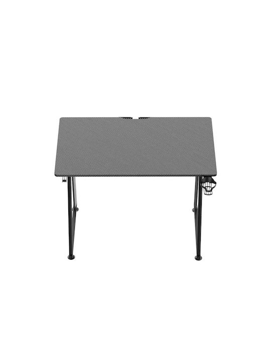 Birou de Jocuri Enter V2 Din Lemn Negru Cu Picioare Metalice și Porturi USB 113x61x76cm