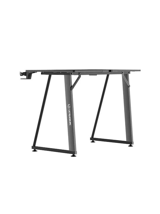 Birou de Jocuri Enter V2 Din Lemn Negru Cu Picioare Metalice și Porturi USB 113x61x76cm