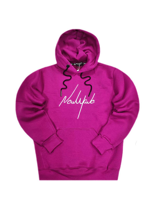 New Wave Men's Sweatshirt with Hood Fuchsia