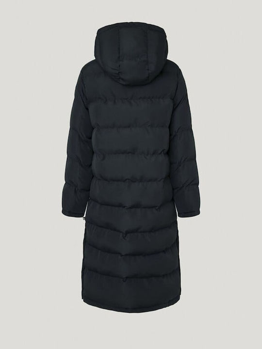 Pepe Jeans Women's Long Lifestyle Jacket for Winter BLACK