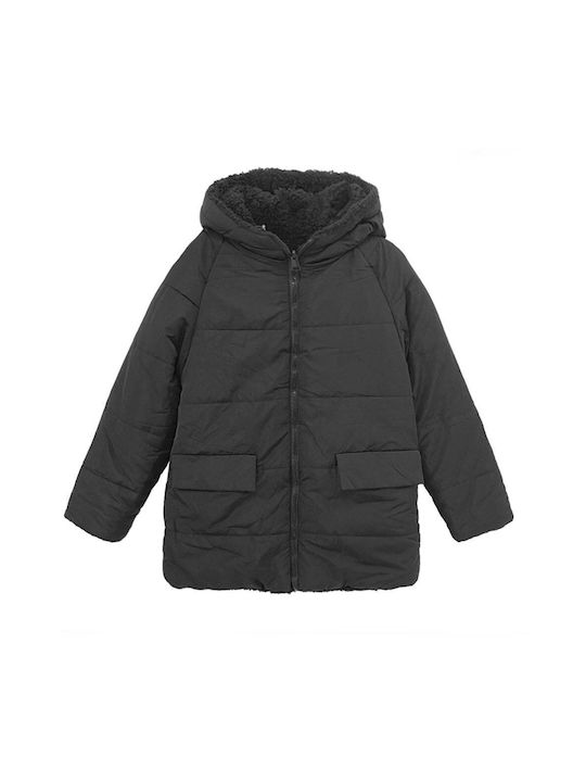 Ustyle Scurt Jachetă de femei Puffer Față și spate pentru iarnă BLACK