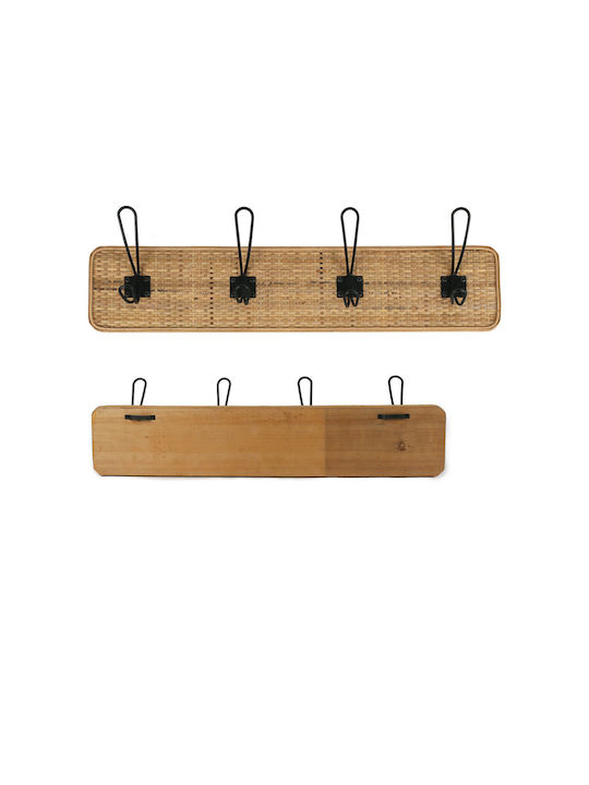 Romimex Wooden Wall Hanger Brown 60x13x8cm 1pc