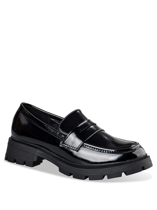 Envie Shoes Shiny Women's Loafers in Black Color