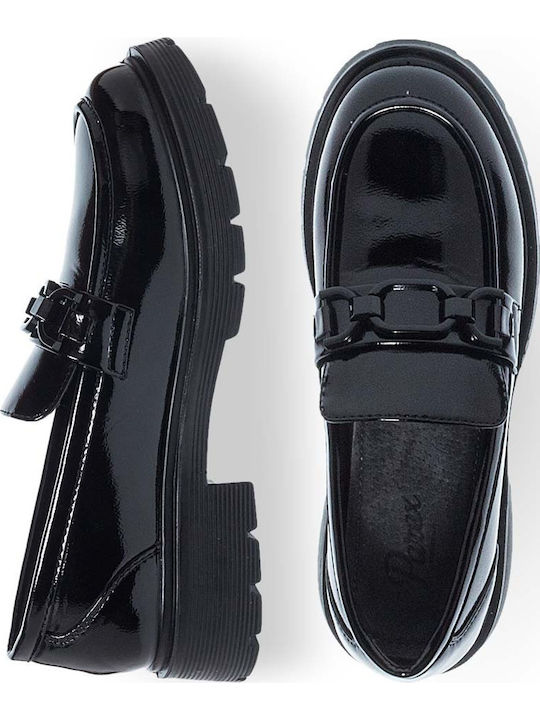 Patent Leather Women's Moccasins in Black Color