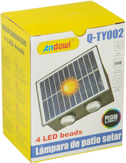 Andowl Set of 8 Wall Solar Lights 1.6W RGB with Photocell IP67