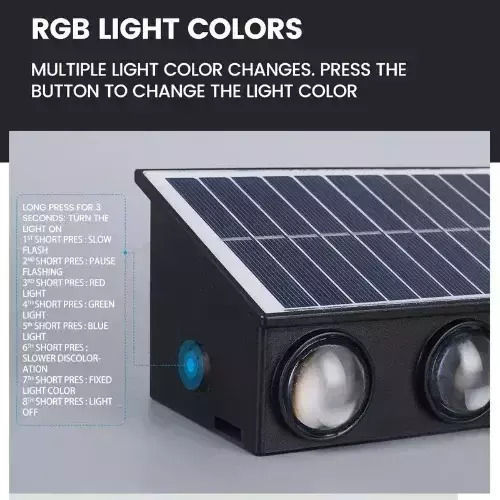 Andowl Set of 8 Wall Solar Lights 2.2W RGB with Photocell IP67