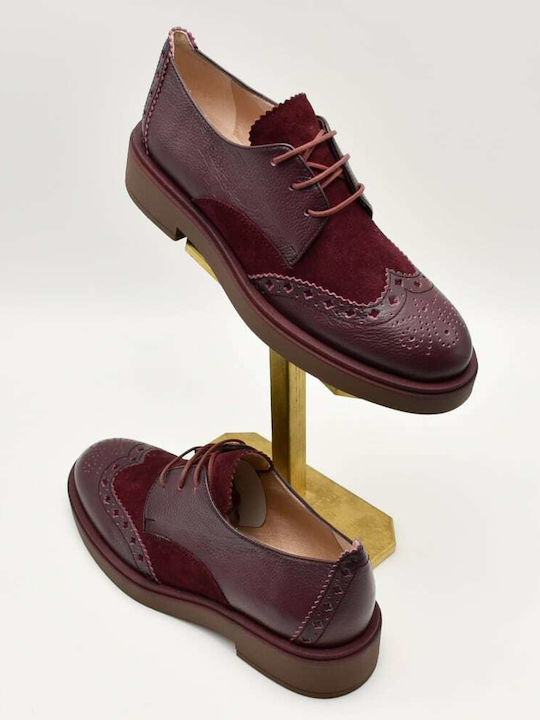 Δερμάτινα Γυναικεία Oxfords σε Μπορντό Χρώμα