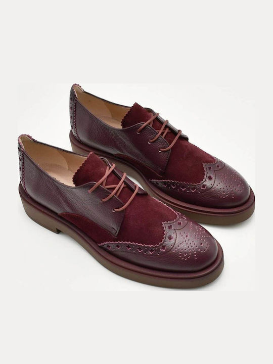 Δερμάτινα Γυναικεία Oxfords σε Μπορντό Χρώμα