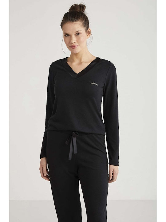 Catherine's Winter Women's Pyjama Set Satin Black