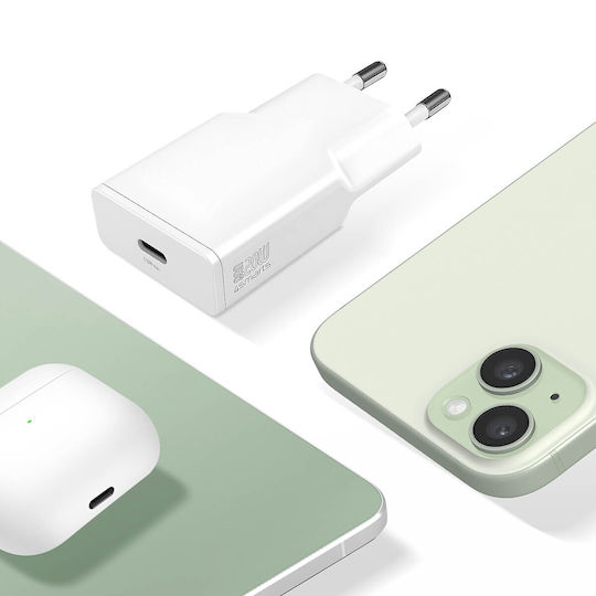 4Smarts Incarcător Fără Cablu GaN Cu Port USB-C 20W Livrarea Energiei Alb