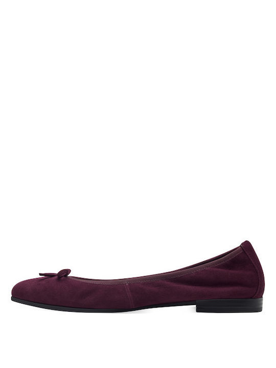 Tamaris Lederne Damen Ballerinas in Burgundisch Farbe