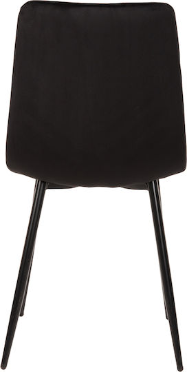 Latrell Dining Room Velvet Chair Black Velvet-Black Metal 43x54x88cm 4pcs