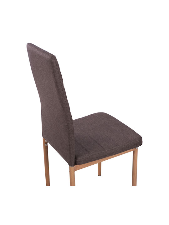 Lady Dining Chair with Fabric Upholstery Brown 40x48x95cm