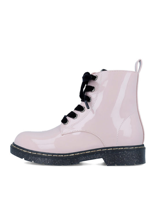 Kinderstiefel aus Lackleder mit Reißverschluss Rosa