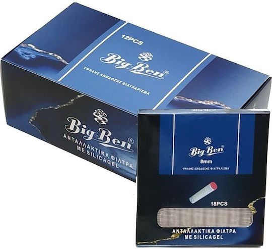 Ανταλλακτικα Φιλτρα Πιπας Τσιγαρου Big Ben Crystal Filters 8mm 18τεμ