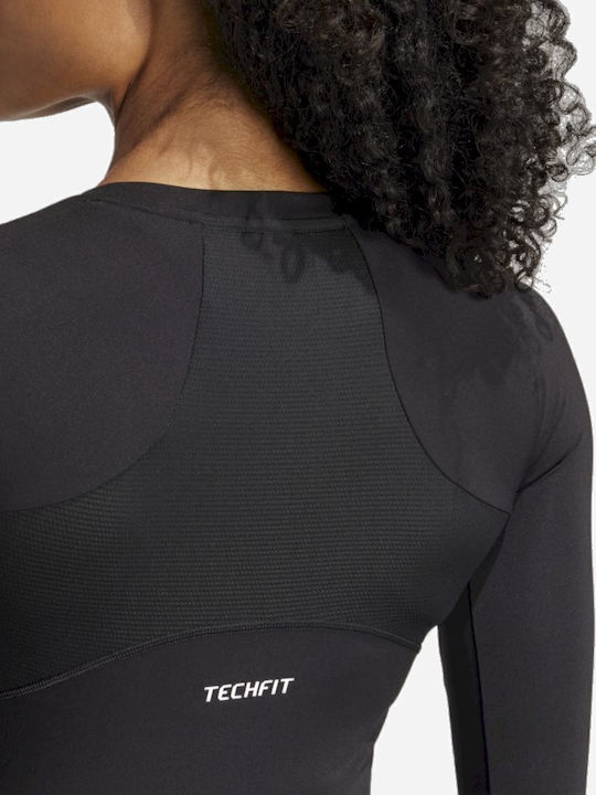 Techfit Women's Athletic Blouse Long Sleeve Fast Drying Black
