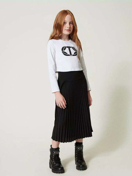 Kids' Crop Top Long Sleeve White