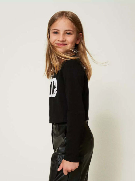 Kids' Crop Top Long Sleeve Black
