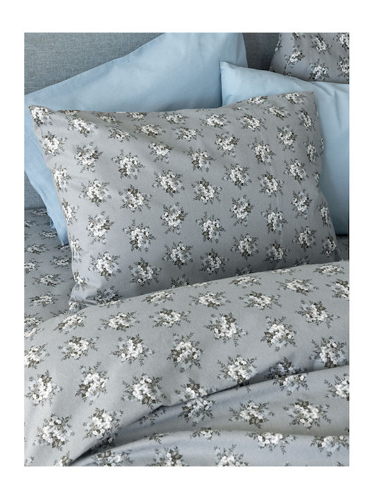 Palamaiki Fb0230 Σετ Σεντόνια Υπέρδιπλα Φανελένια 240x265εκ. Γκρι (4τμχ)