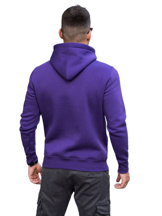 Clever Men's Sweatshirt with Hood and Pockets Purple