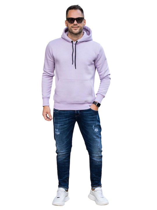 Clever Men's Sweatshirt with Hood and Pockets Lilac