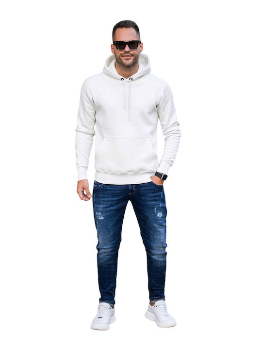 Clever Men's Sweatshirt with Hood and Pockets white