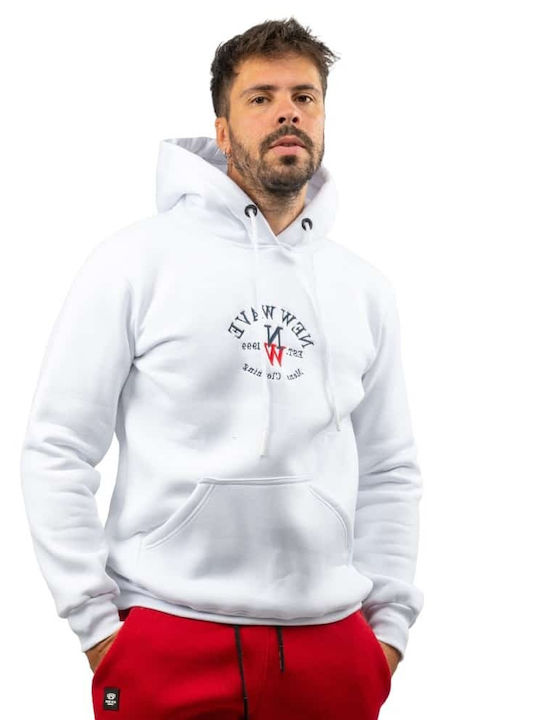 New Wave Men's Sweatshirt with Hood white