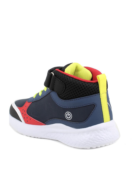 Παιδικά Sneakers High Ανατομικά με Σκρατς & Φωτάκια Πολύχρωμα