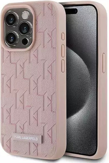 Karl Lagerfeld Back Cover Leather / Synthetic Leather / Silicone / Plastic Pink (iPhone 15 Pro Max)