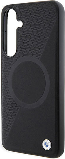 BMW Signature Leather Half Textured & Circle Magsafe Back Cover Πλαστικό / Δερμάτινο Μαύρο (Galaxy S24)