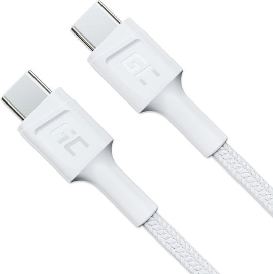 Green Cell Cablu Powerstream USB 3.2 USB-C Masculin - USB-C 60W PD Alb 1.2m